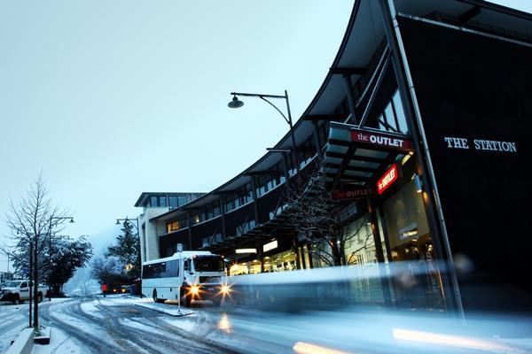 NZSki bus outside the Station Buliding